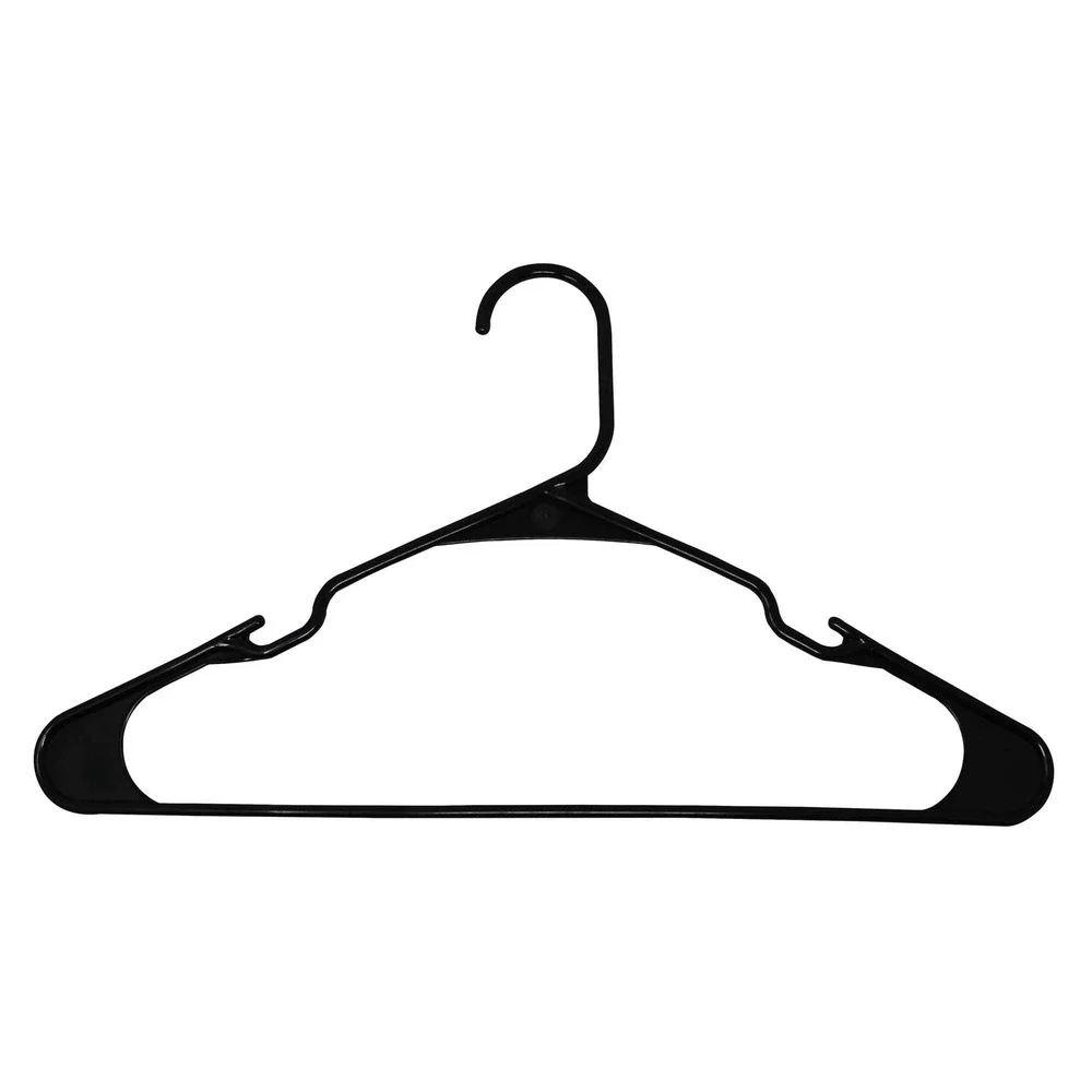 Mainstays Plastic Hangers Unisex 50 Pack Black New Notched Shoulders